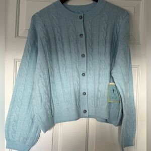 Cece Cable Knit Cardigan Button Up Light Blue NWT size Medium